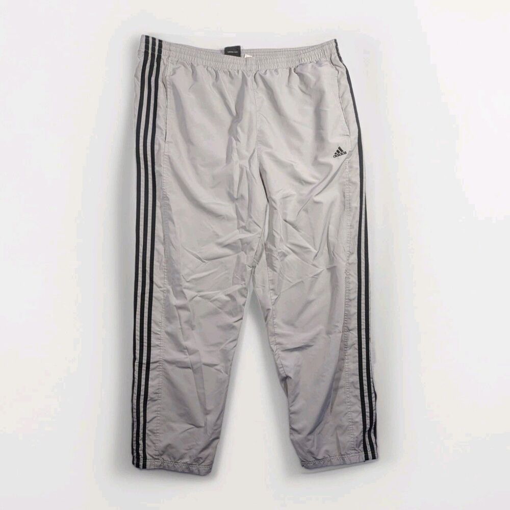 Vintage Adidas Track Pants Men’s Large Gray Three Stripes Windbreaker Y2K 90s
